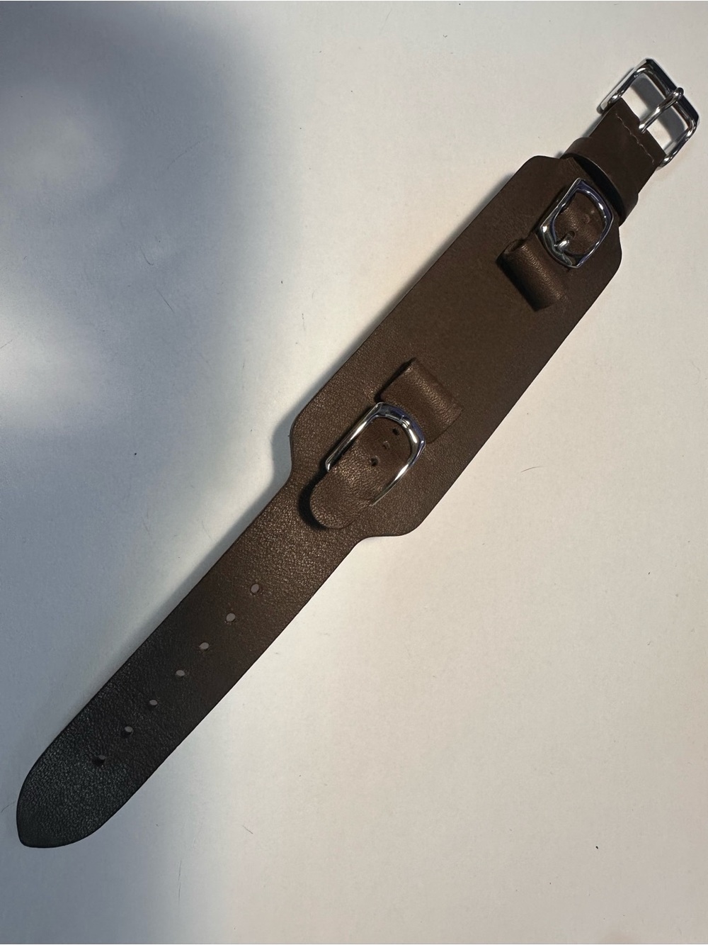 Vintage 60’s/70’s Brown Calfskin Leather Wrist Cuff Strap with Buckle Details